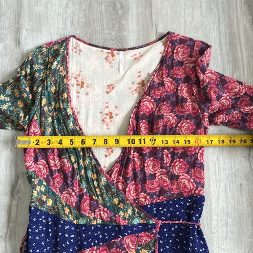 Free People Endless Love Maxi Dress Wrap Long Sleeve Patchwork Boho Women Small - Picture 13 of 16